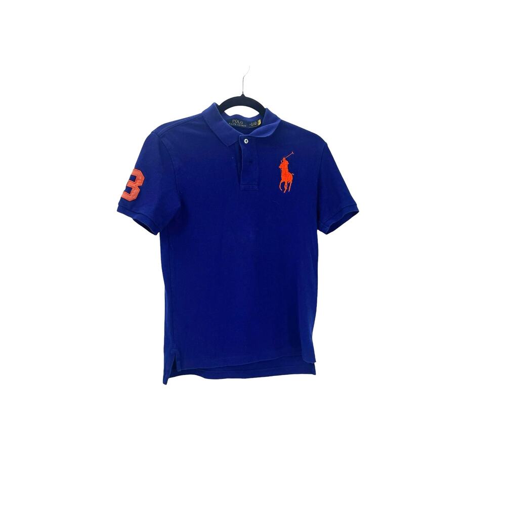 Polo Ralph Lauren Blue Logo Embroidered Cotton Pique Polo Shirt Size M 10-12
